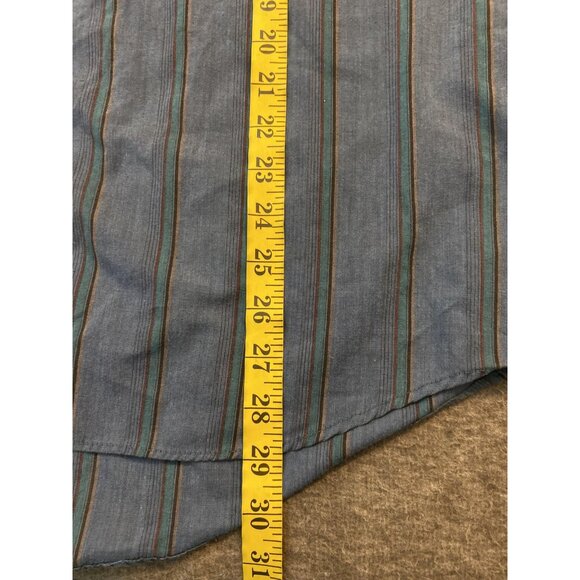 Ely Cattleman Shirt Mens X-Large Blue Striped Short Sleeve Western Pearl Snaps - Picture 5 of 6